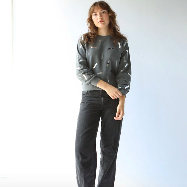 'Tone on Tone Confetti Sweatshirt' Silver or Black or Gold