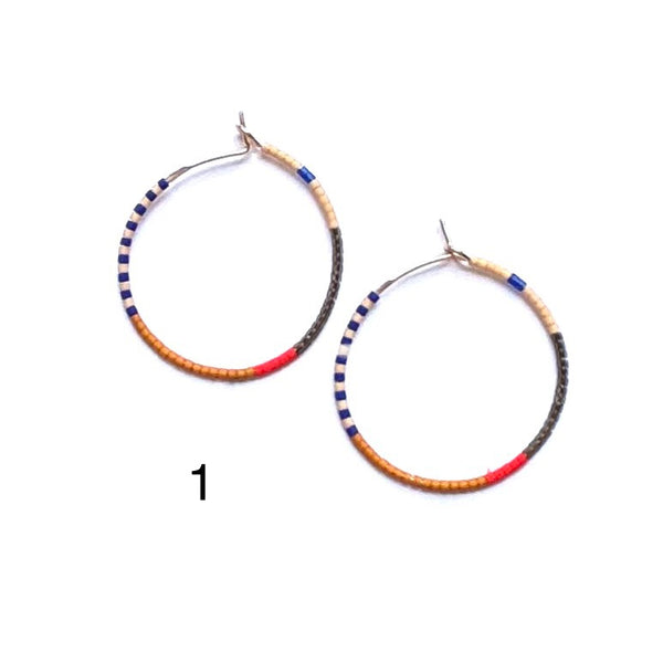 'Beaded Gold Hoop' Assorted Colours