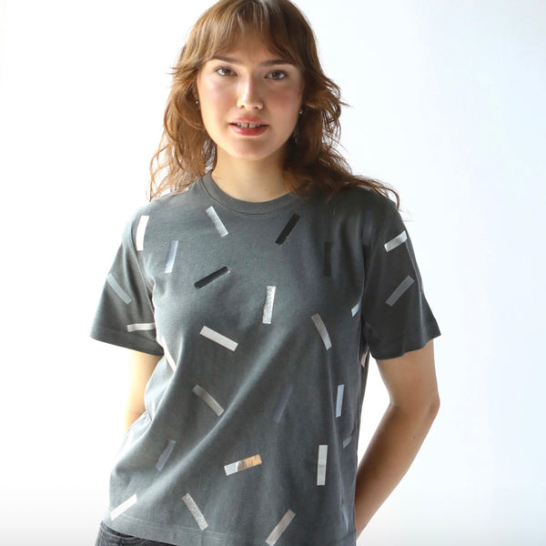 'Boxy Confetti T-Shirt' Black or Silver or Gold
