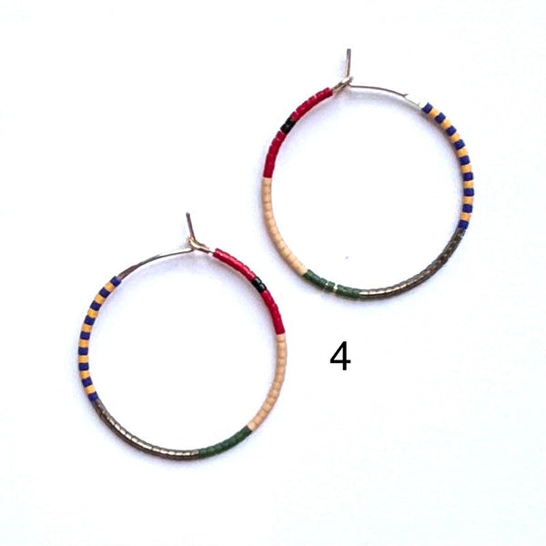 'Beaded Gold Hoop' Assorted Colours