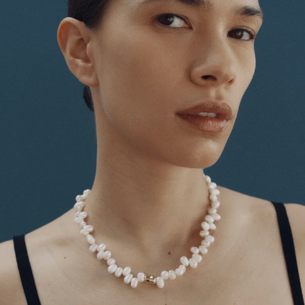 'Leila Necklace' Pearls with Gold