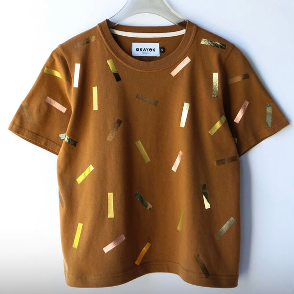 'Boxy Confetti T-Shirt' Black or Silver or Gold