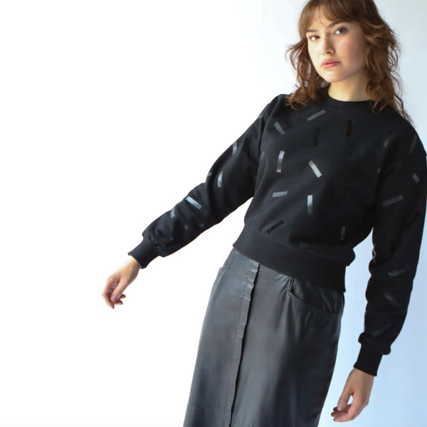 'Tone on Tone Confetti Sweatshirt' Silver or Black or Gold