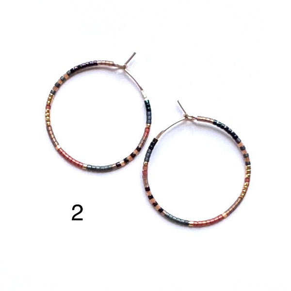 'Beaded Gold Hoop' Assorted Colours