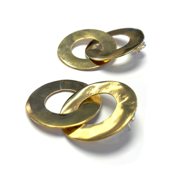 'Bayo Earrings' Rhodium Plate or Polished Brass