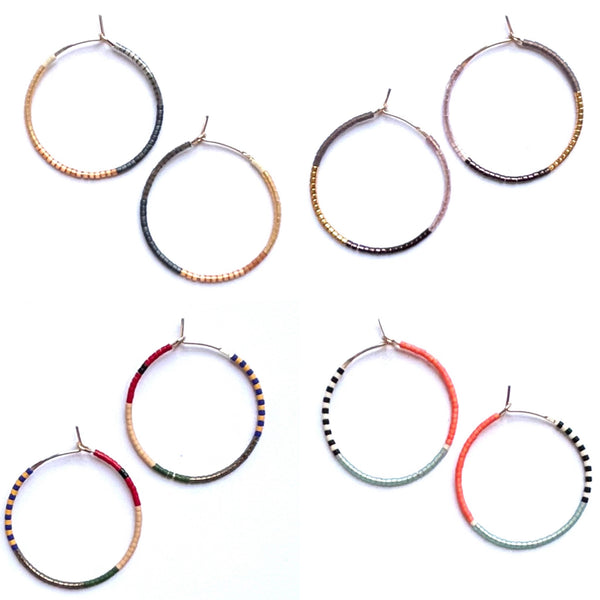 'Beaded Gold Hoop' Assorted Colours