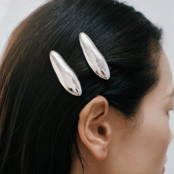 'Bean Hair Clip' Silver