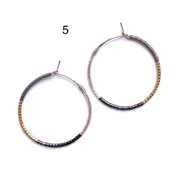 'Beaded Gold Hoop' Assorted Colours