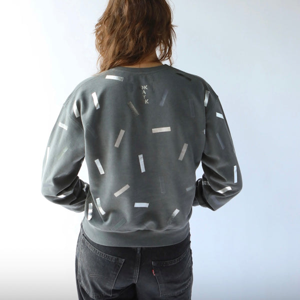 'Tone on Tone Confetti Sweatshirt' Silver or Black or Gold