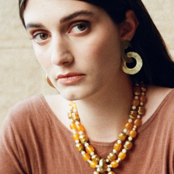 'Bayo Earrings' Rhodium Plate or Polished Brass