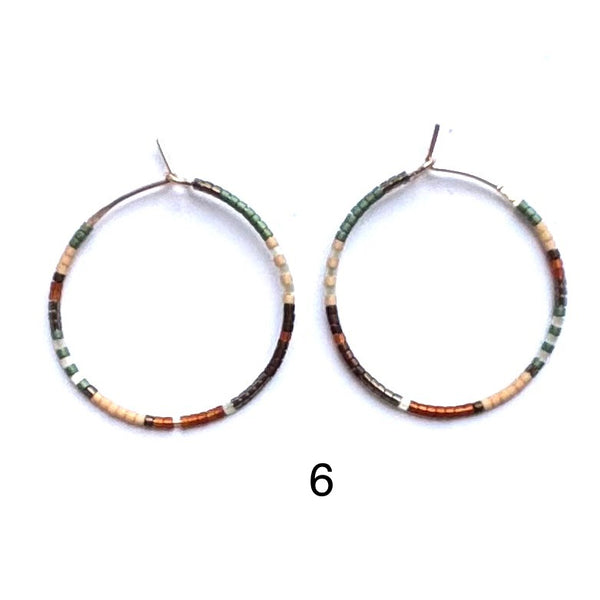 'Beaded Gold Hoop' Assorted Colours