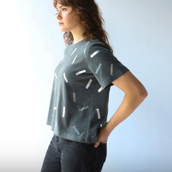 'Boxy Confetti T-Shirt' Black or Silver or Gold