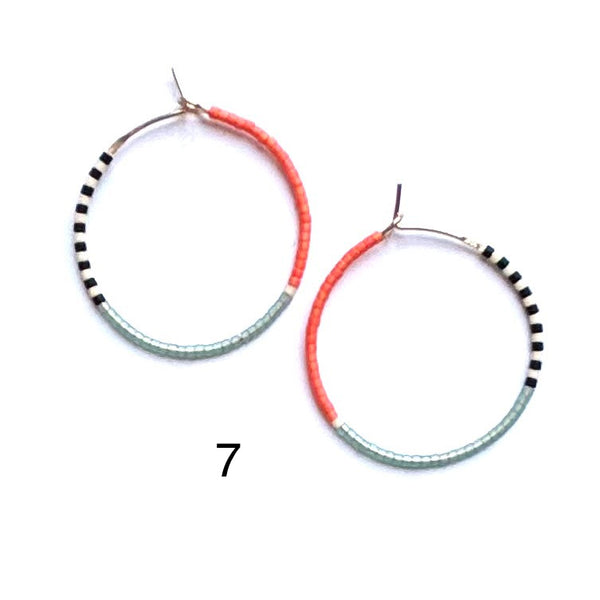 'Beaded Gold Hoop' Assorted Colours