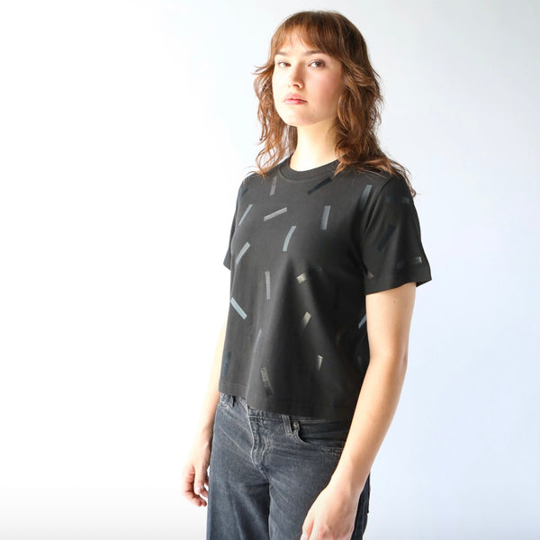 'Boxy Confetti T-Shirt' Black or Silver or Gold
