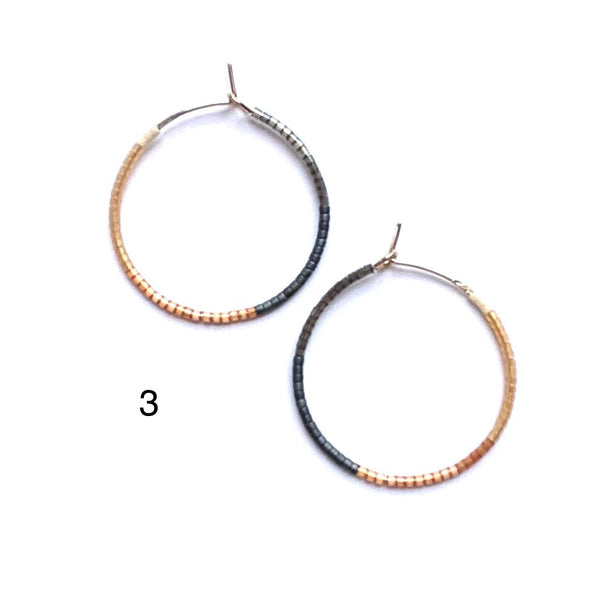 'Beaded Gold Hoop' Assorted Colours