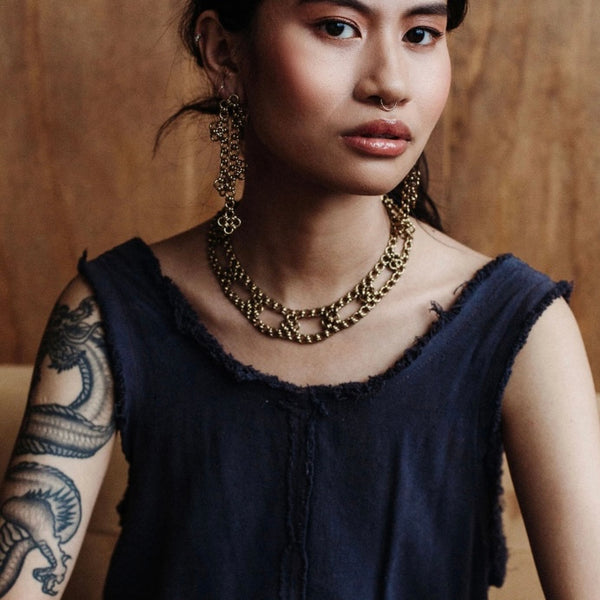 'Olia Necklace' Brass or Antiqued Silver