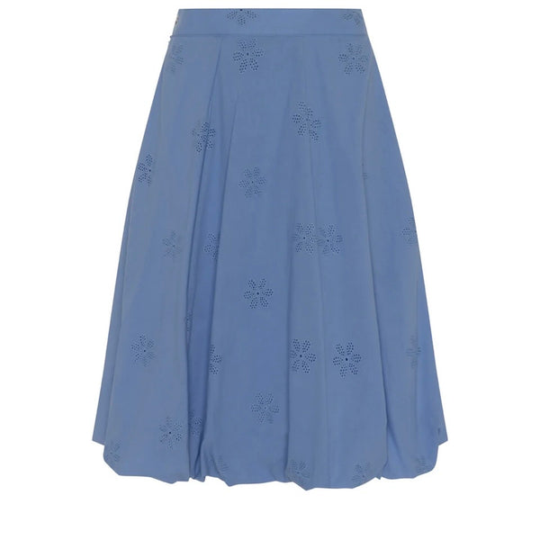 'Cerise Balloon Skirt' Blue, Tomato, and White