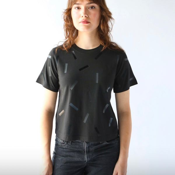 'Boxy Confetti T-Shirt' Black or Silver or Gold