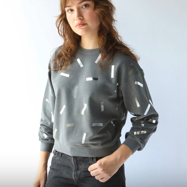 'Tone on Tone Confetti Sweatshirt' Silver or Black or Gold