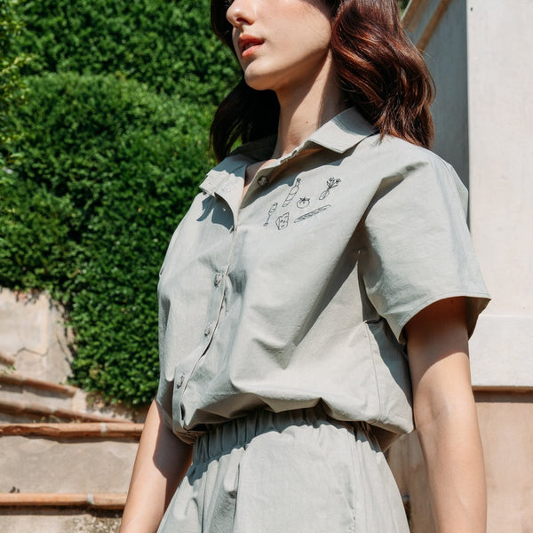 'Portofino Button Up' Green or Beige