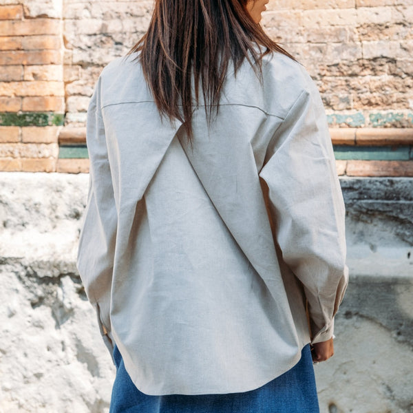 'Kyoto Button Up' Beige Stripe