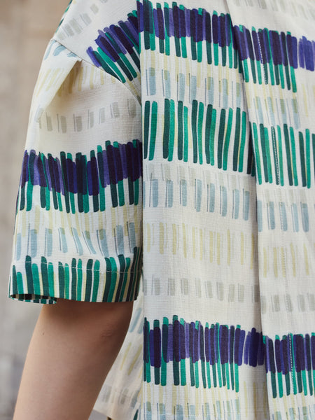 'Brooke Blouse' Butter Green Line or Blue Flower