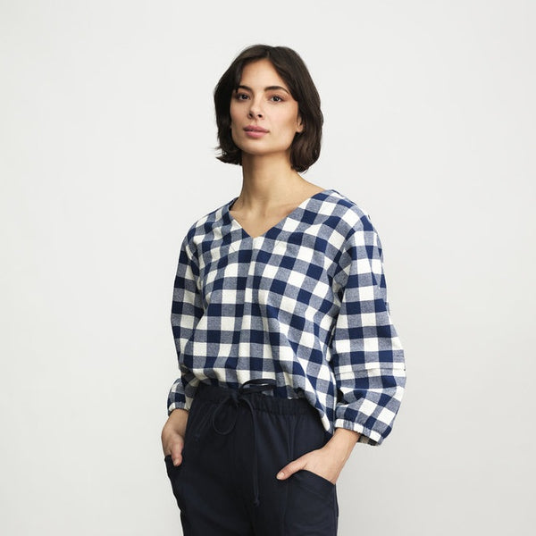 'Daphne Blouse' Navy Check