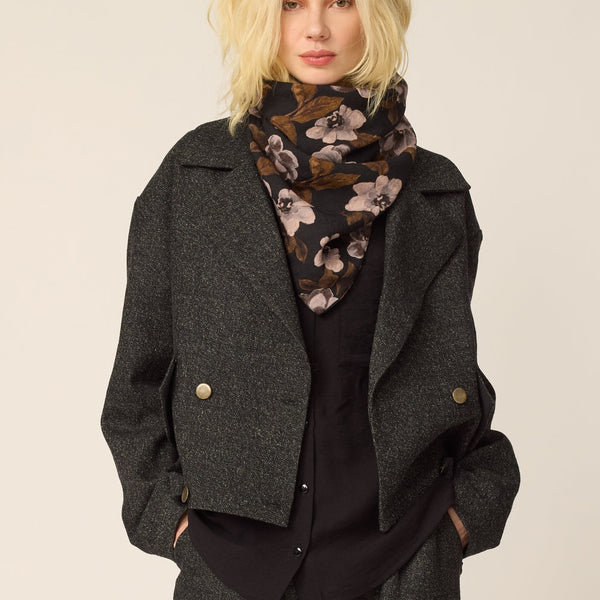 'Blaise Jacket' Black Wool Tweed