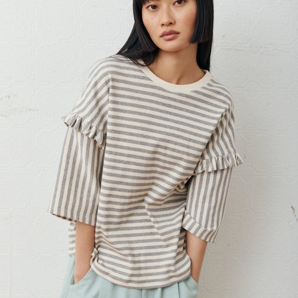 'Milo Top' Grey Stripe