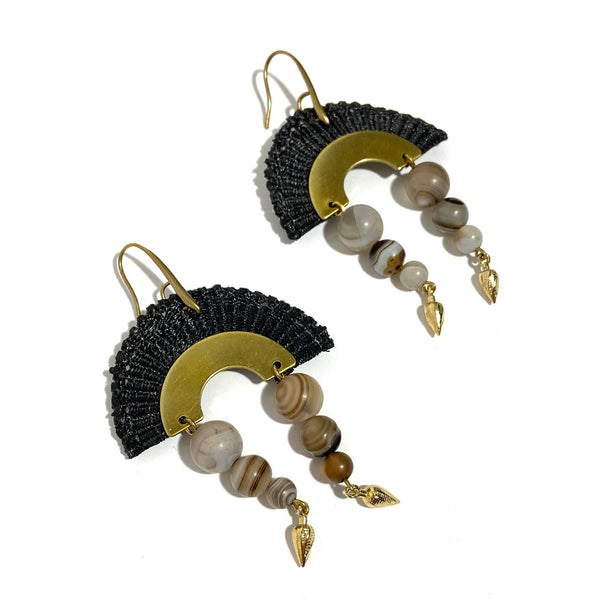 'Dunes Earrings' Black/Marble