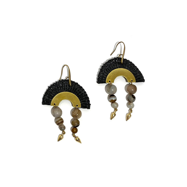 'Dunes Earrings' Black/Marble