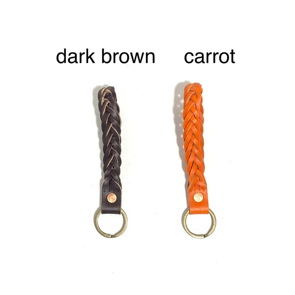 'Braided Leather Key Ring/Wristlet' Assorted Colours