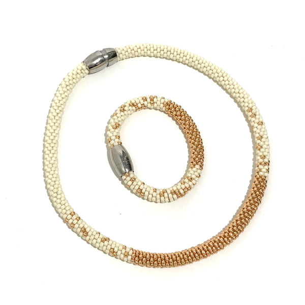 'Stardust Necklace' Cream/Rose Gold