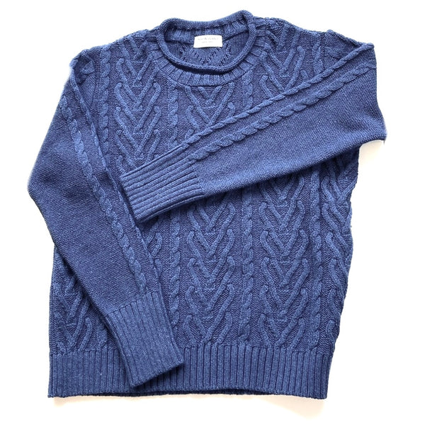 'Cable Sweater' Denim Blue or Natural
