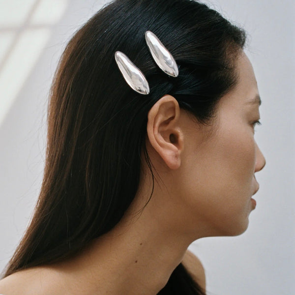 'Bean Hair Clip' Silver