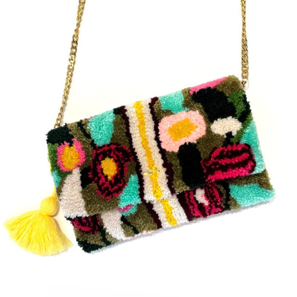 'Tufted Clutch/Crossbody Bag' Assorted Colours