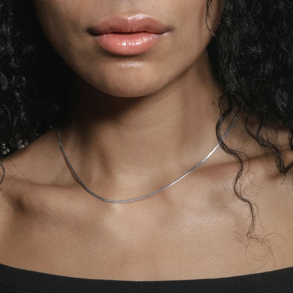 'Thin Herringbone Necklace' Silver or Gold
