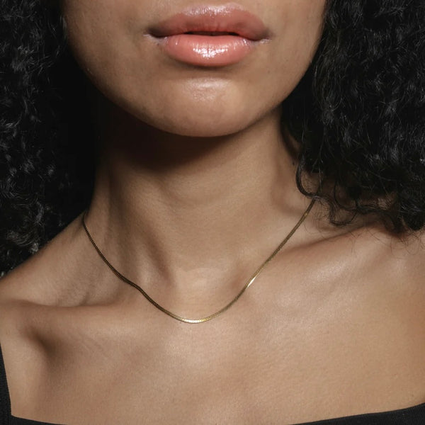 'Thin Herringbone Necklace' Silver or Gold