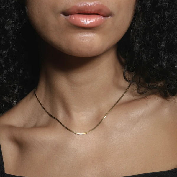 'Thin Herringbone Necklace' Gold or Silver