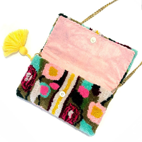 'Tufted Clutch/Crossbody Bag' Assorted Colours