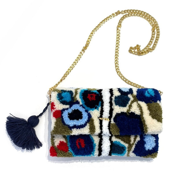 'Tufted Clutch/Crossbody Bag' Assorted Colours