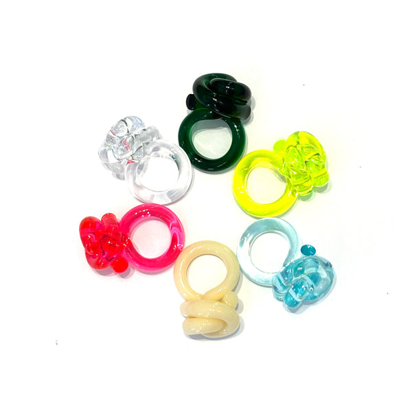 'Knot Ring' Assorted Colours, size 6.5-7