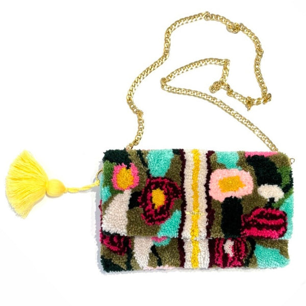 'Tufted Clutch/Crossbody Bag' Assorted Colours