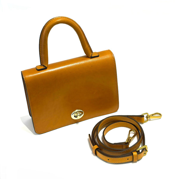 'Turn-Loc Top Handle Bag' Green or Tan