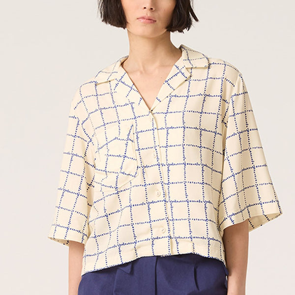 'Ritual Blouse' Blue Grid