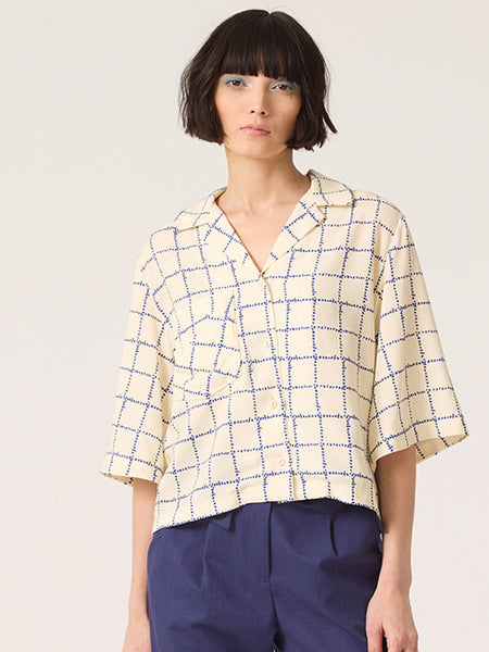 'Ritual Blouse' Blue Grid