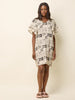'Paramida Dress' Natural/Black Ink Print