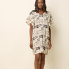 'Paramida Dress' Natural/Black Ink Print