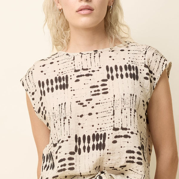 'Bayang Top' Natural/Ink Print or Solid Black