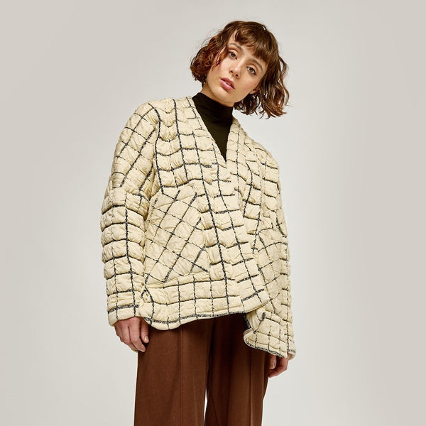 'Bebe Jacket' Cream/Black Quilted